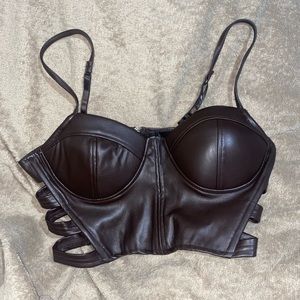 Faux leather crop top